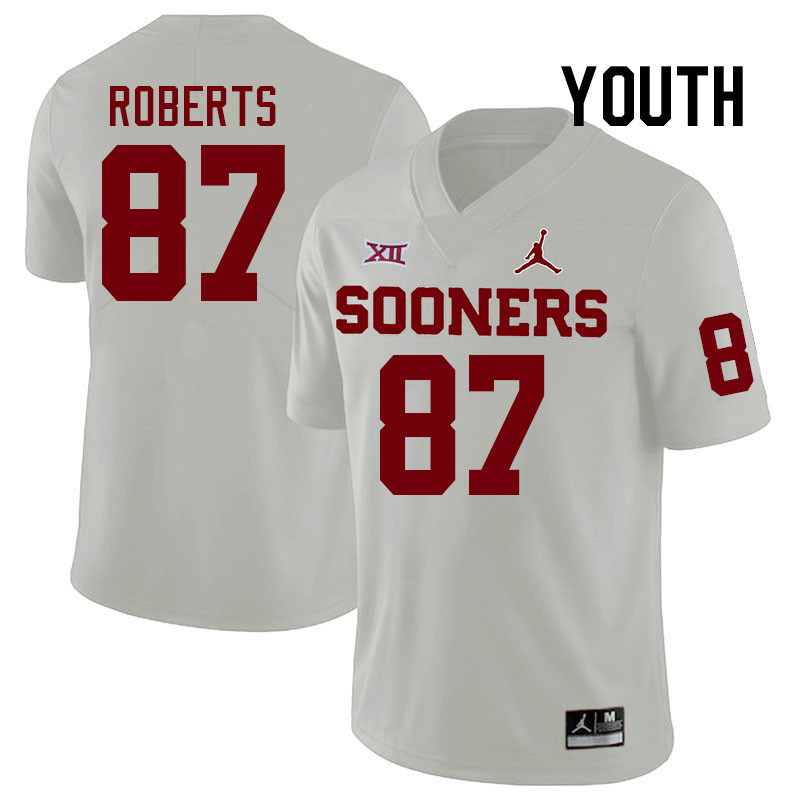 Youth #87 Jake Roberts Oklahoma Sooners College Football Jerseys Stitched-White